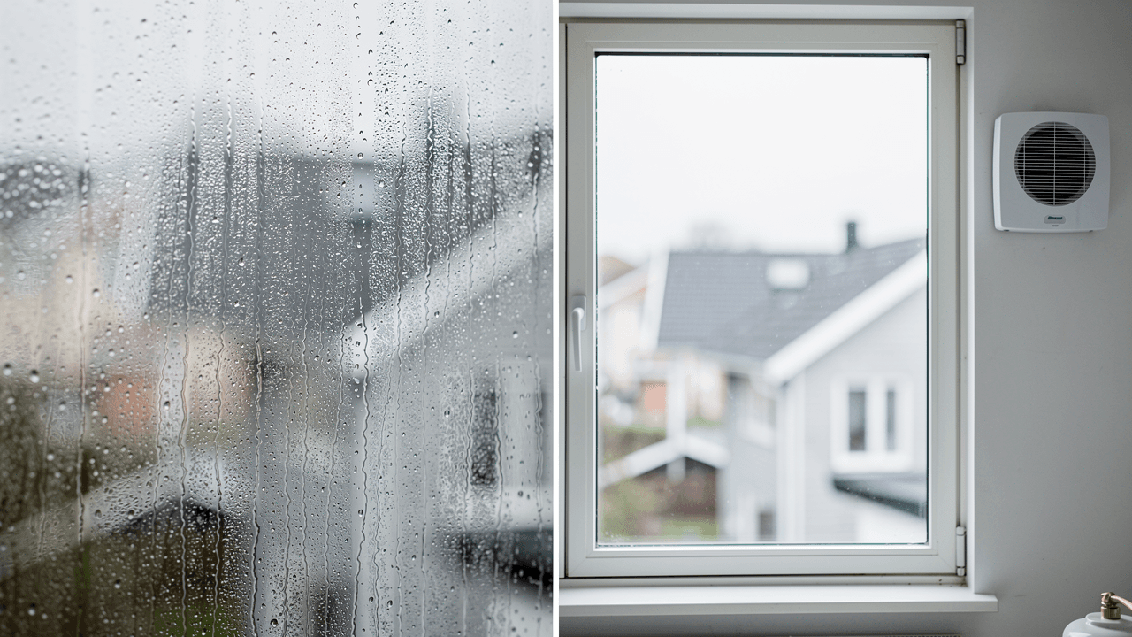 Før og efter ventilation — kondens forsvinder fra vinduer — Bording