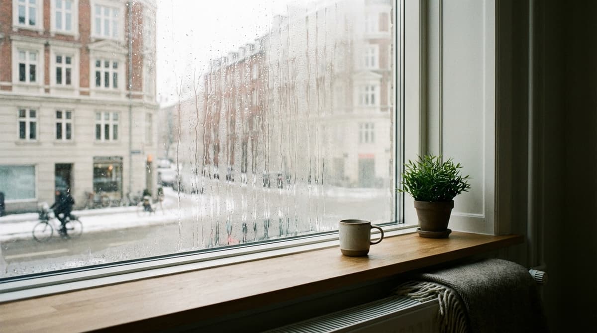 Fugtige vinduer med kondensdråber — renovering i Bredsten