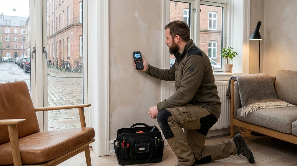Fugtmåling med professionelt hygrometer — Aabenraa
