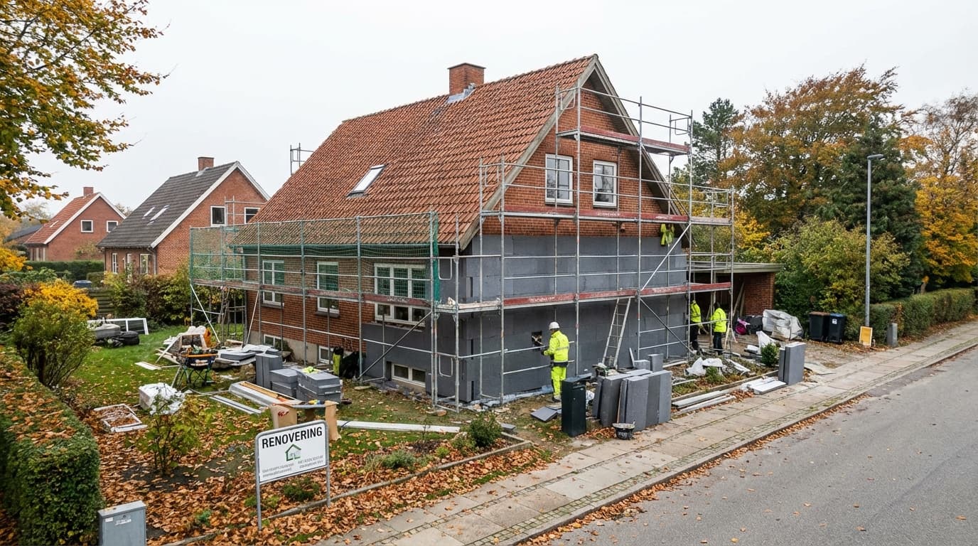 Dansk hus under renovering — efterisolering kræver ventilation — Aalborg