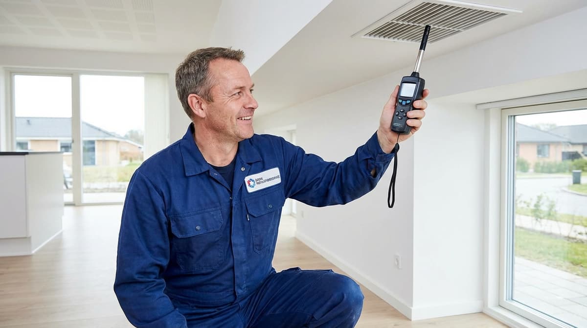 Tekniker måler fugt i bolig — Holbæk